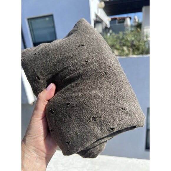 IRO Marvina army green distressed holey lightweight linen top L grunge designer - Picture 2 of 10